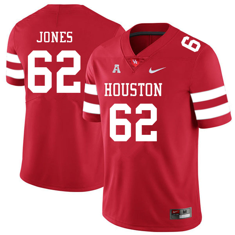 Men #62 Karson Jones Houston Cougars College Football Jerseys Sale-Red
